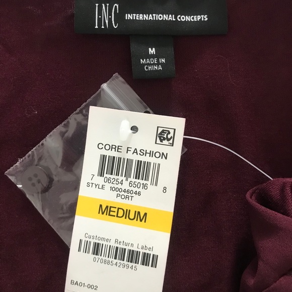 INC blouse, lovely burgundy, size M NWT - Picture 5 of 5